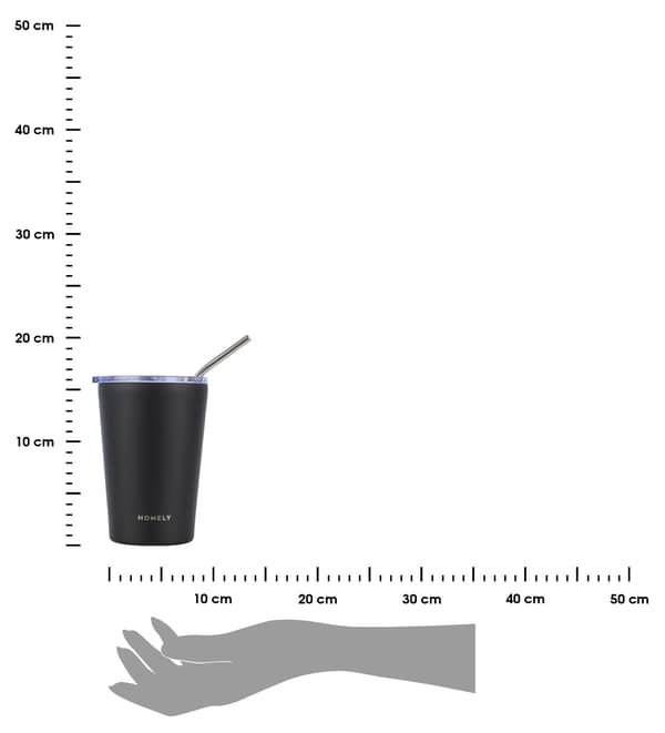 Midnattssvart 400 ml termosmugg med sugrör