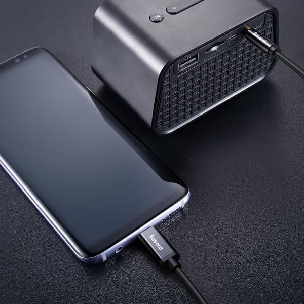 Stereolydkabel AUX-adapter 3,5 mm mini-jackstik - USB-C 120 cm - sort