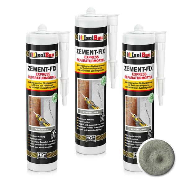 IsolBau Zement-Fix Cement Grå Reparations- og Forseglingsmørtel 3 x 300 ml