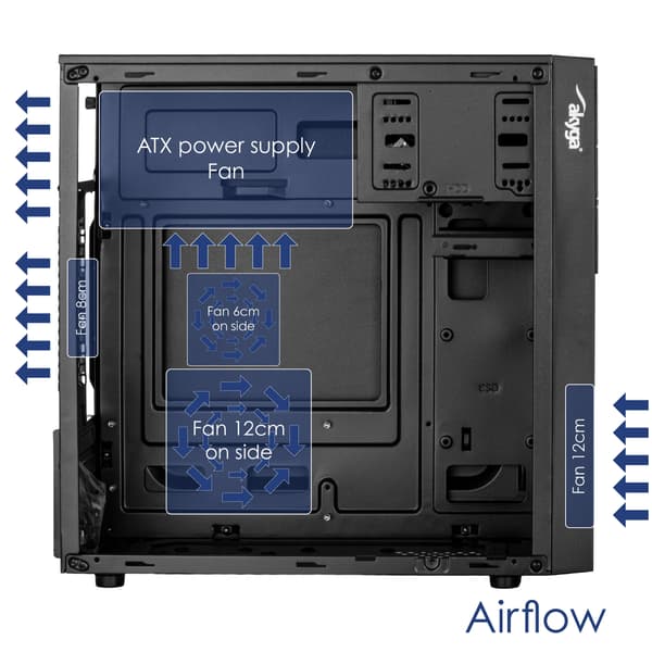 Akyga AK19BK Micro ATX computerkabinet PC Tower Box USB-C USB 3.0 Sort