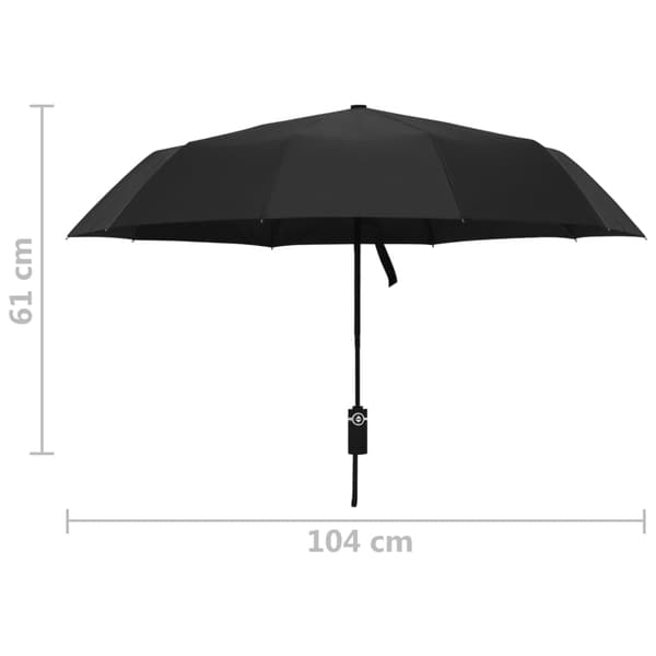 vidaXL automatisk paraply, sort, 104 cm