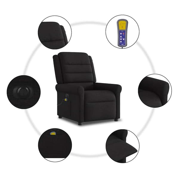vidaXL elektrisk massagestol med lænefunktion sort stof