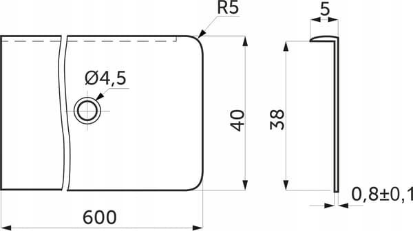 HÖGER SIDOLIST för bänkskivor 38mm 60cm SVART matt EGGER final