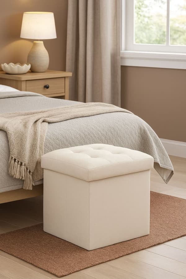 Adaline Beige Quilted Soffpuff 38x38 cm