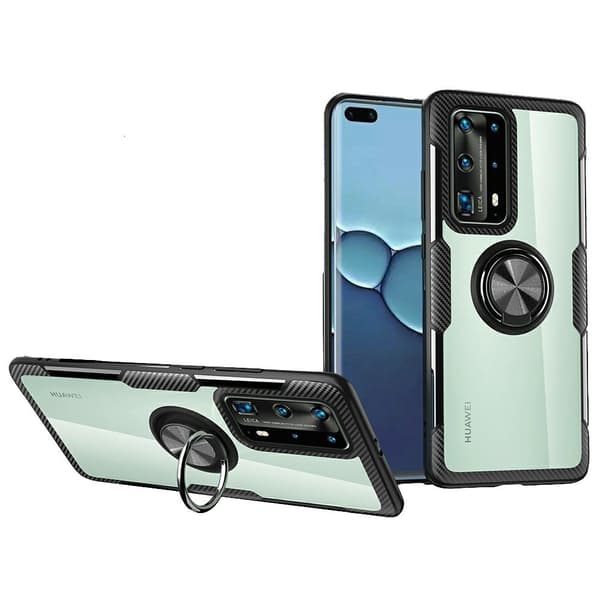 Huawei P40 Pro Gennemsigtig Ring Cover, Sort