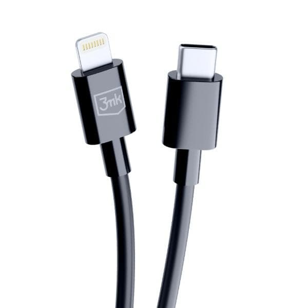 3mk Hyper Cable USB-C - Lightning -lataus- ja siirtokaapeli, 20W, 1.2m, musta