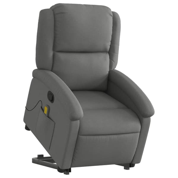 vidaXL Lyftbar massagefåtölj mörkgrå tyg