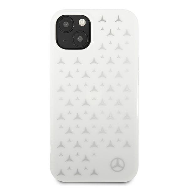 Mercedes Silver Stars Pattern Cover til iPhone 13 mini, hvid