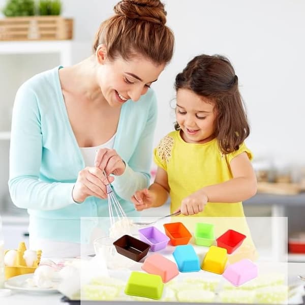 Silikone bageforme til mini kager og cupcakes, 10 stk. Rektangulære