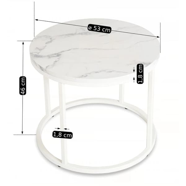 AGNES Sofabord 53 cm hvid marmor moderne