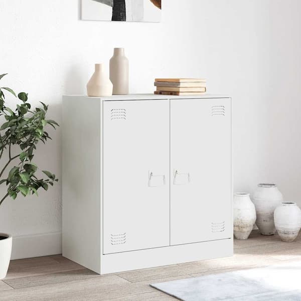 vidaXL Sidoskåp vit 67x39x73 cm stål