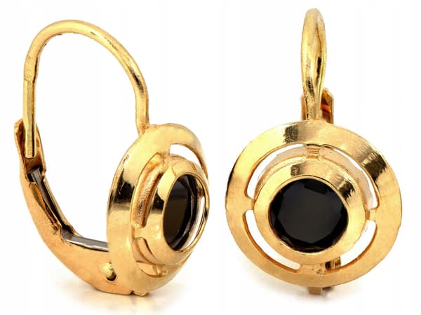 Engelske øreringesæt i 14kt guld med sort onyx, 2,24 g