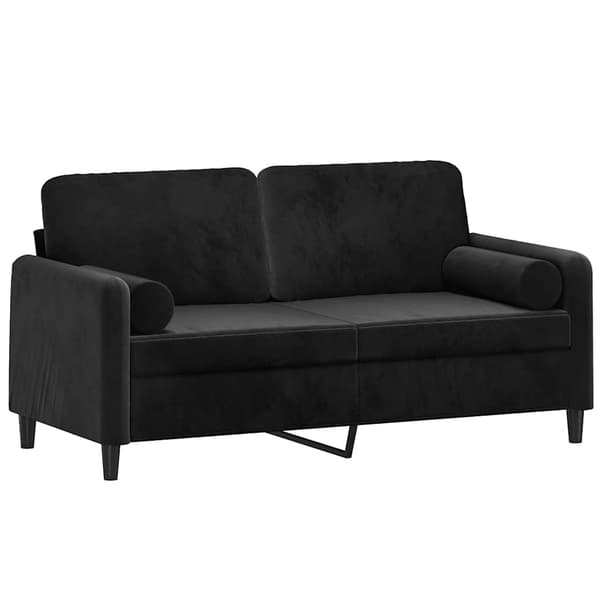vidaXL 2-sitssoffa med kuddar, svart, 140 cm, sammet