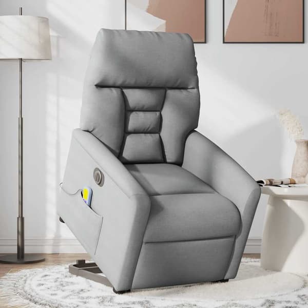 vidaXL Elektrisk lyftande massagefåtölj ljusgrå