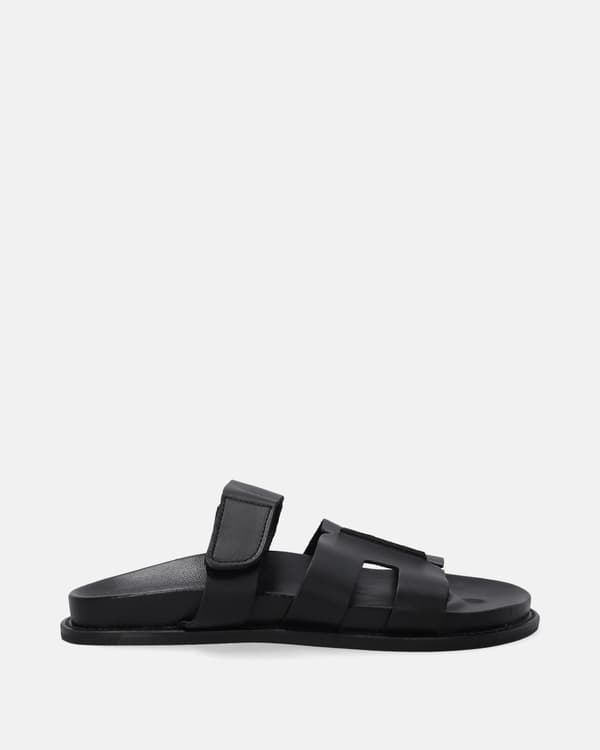 Sorte læderklipklapper med velcro Sorte læderklipklapper med velcro 37