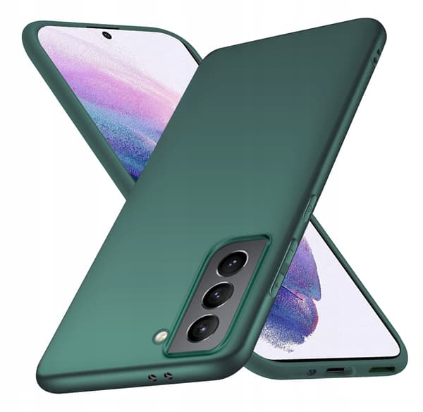 Etui til SAMSUNG GALAXY S21 Bagside Grøn Mat Silikone + Glas