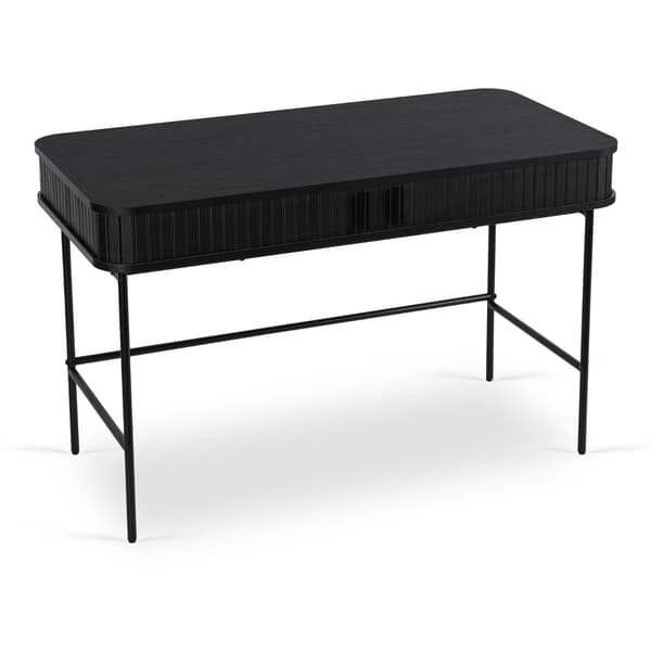 TRISH Udtrækkeligt Skrivebord 120 cm Sort Rillet Moderne Loft