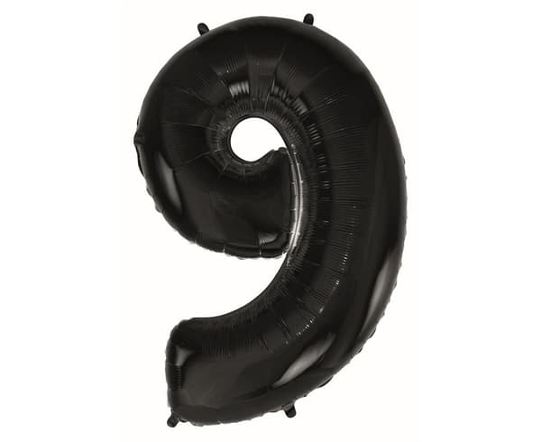 B&C folieballong nummer 9 svart 92cm