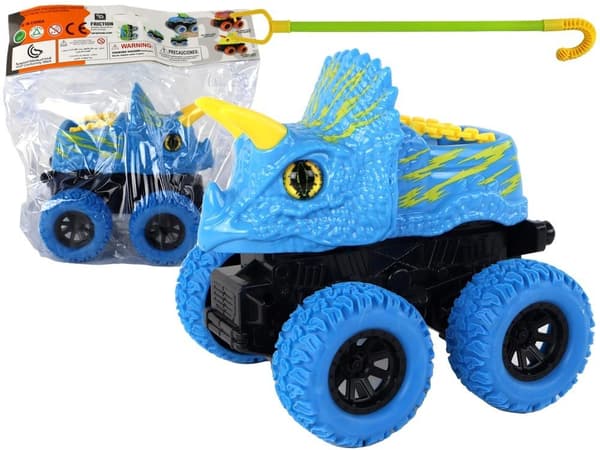 Blå Triceratops-skubbebil