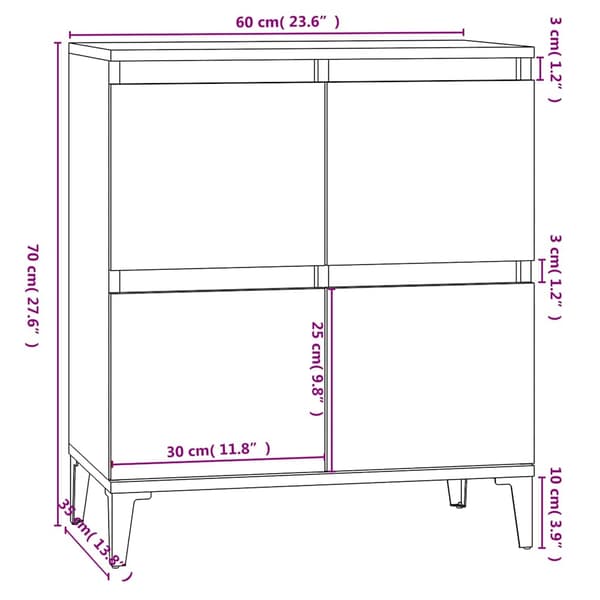 vidaXL kommode, grå Sonoma-eg, 60x35x70 cm, træbaseret materiale