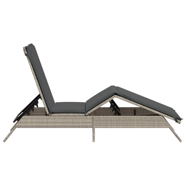 vidaXL liggestol med hynde, lysegrå, polyrattan