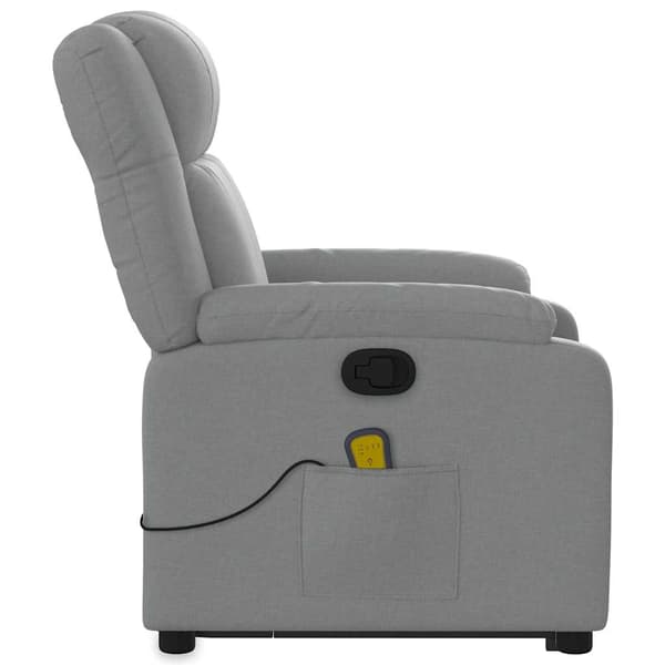 vidaXL Lyftbar massagefåtölj ljusgrå tyg