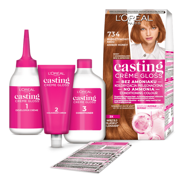L'Oréal Casting Creme Gloss hårfarve 734 Amber Honey 48 ml, 72 ml, 60 ml