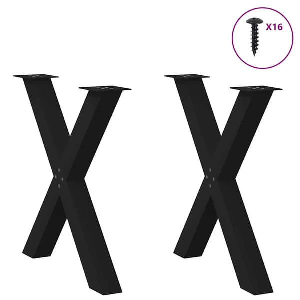 vidaXL spisebordsben, 2 stk., sort, 70x(72-73) cm, stål