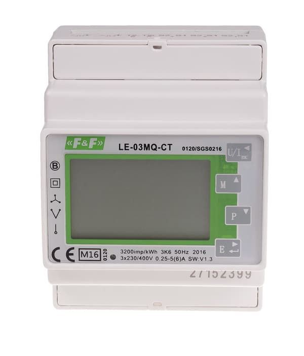 Trefaset tovejs mellemmåler, semi-indirekte, Modbus RTU, 100(5)A.