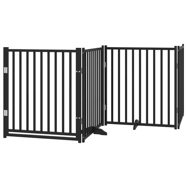 vidaXL foldbar hundegitter med dør 6 paneler sort 480 cm