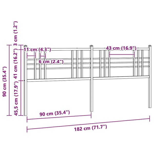 vidaXL metalsengegavl hvid 180 cm