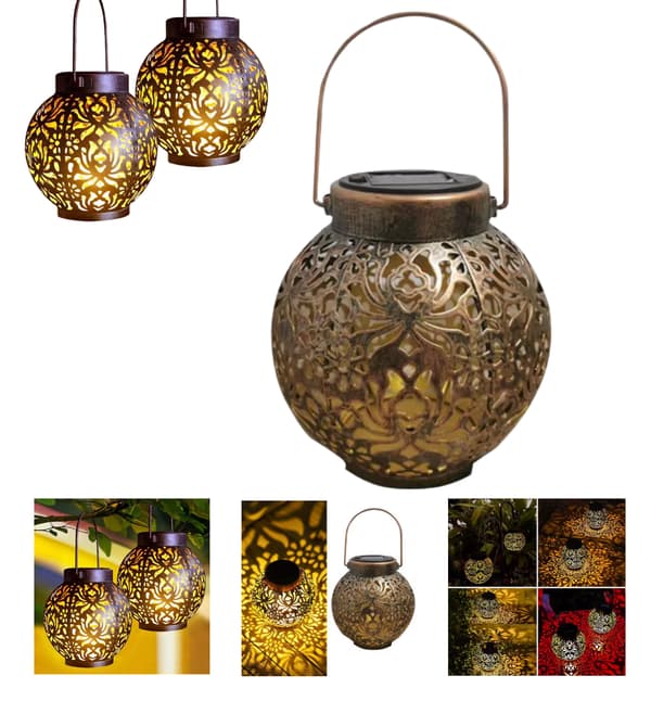 Solcellelys, LED-gadebelysning, skumringssensor, havelanterne