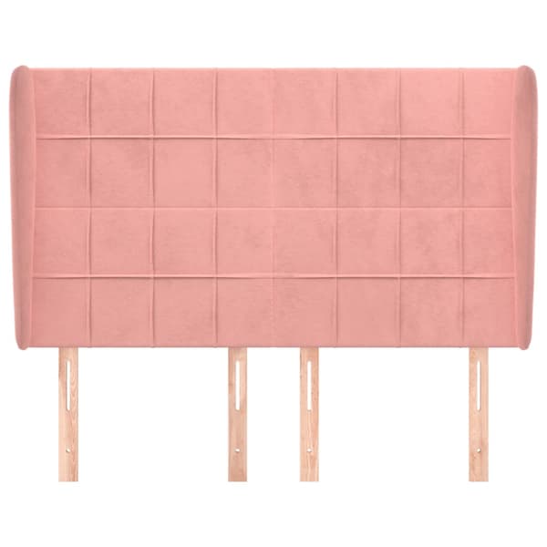 vidaXL Vingad nackstöd rosa 147x23x118/128 cm sammet
