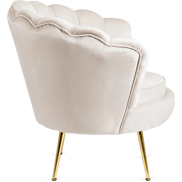 ANGEL Cream Shell Sammet Modern Lounge Fåtölj för Vardagsrummet