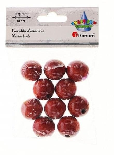 Brunlakerede træperler 10 stk.