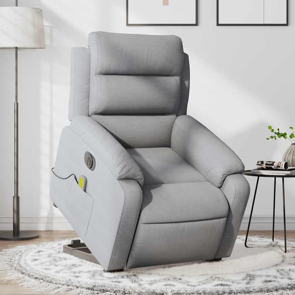 vidaXL Elektrisk lyftande massagefåtölj ljusgrå