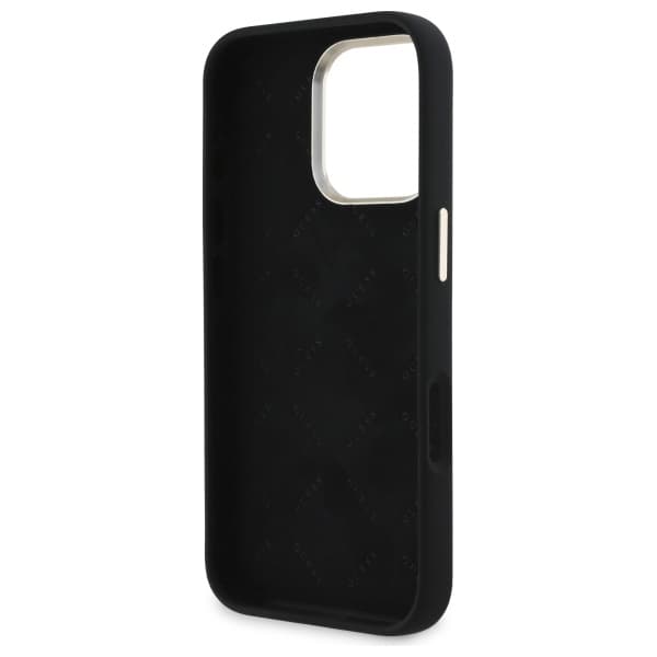 Guess Silikone Metal Logo & Ramme Etui til iPhone 16 Pro Sort