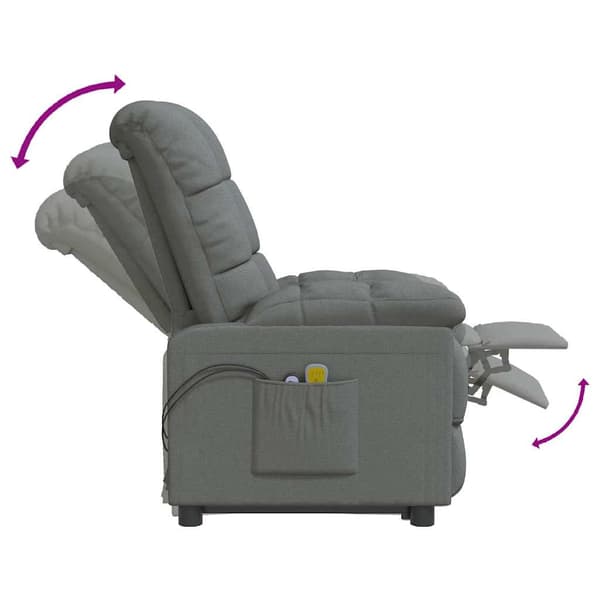 vidaXL elektrisk lænestol med massagefunktion, mørkegrå, stof