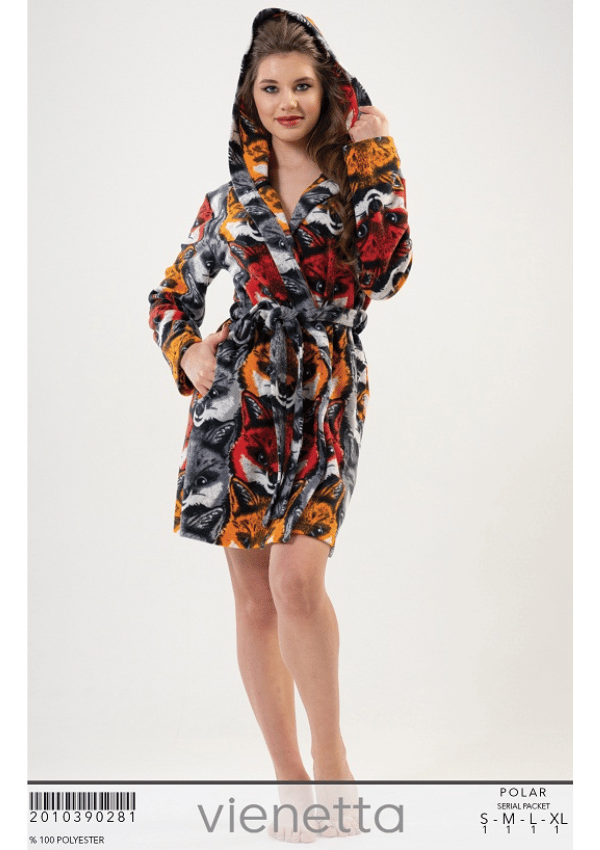 Fleece badekåbe til damer, Vientta, varm, bundet, M