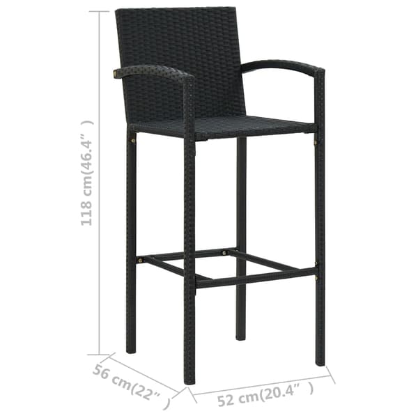 vidaXL barstole, sæt med 4, sort, PE-rattan
