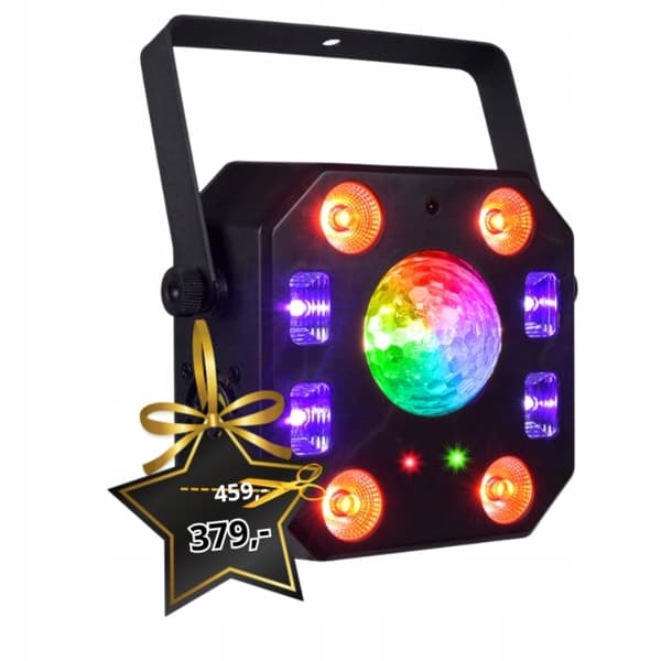 LIGHT4ME turbo blomster disco effekt LED PAR UV kugle laser strobe
