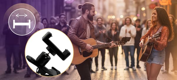 MusicMate MM-AG40 Flikmonterad Smartphone Gitarrhållare