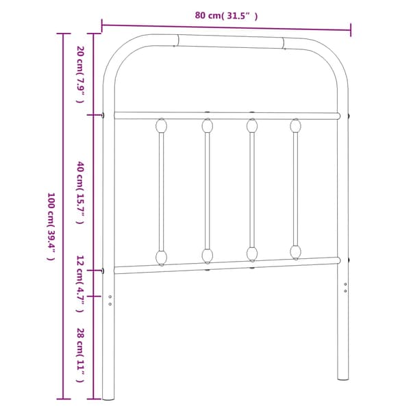 vidaXL metalsengegavl hvid 75 cm