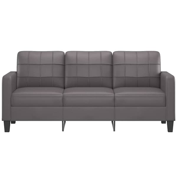 vidaXL 3-sitssoffa, grå, 180 cm, konstläder