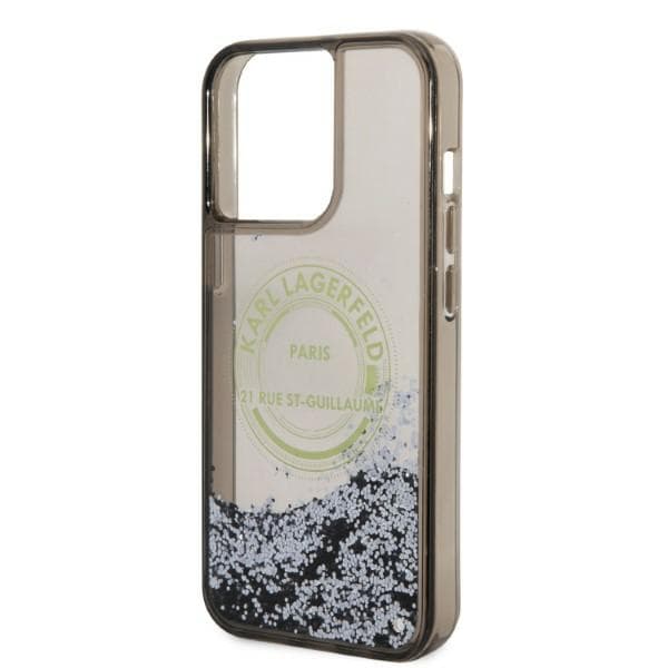 Karl Lagerfeld Liquid Glitter RSG-cover til iPhone 14 Pro Max, sort
