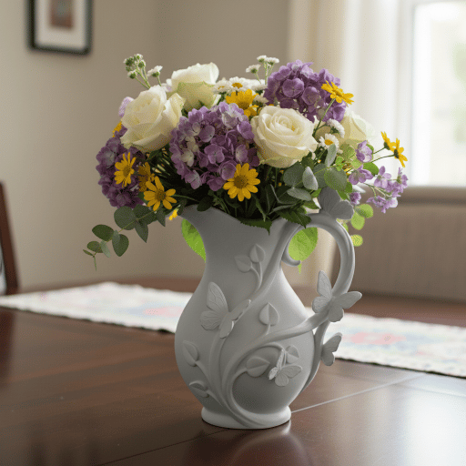 Moderne grå sommerfuglevase til blomster, elegant design
