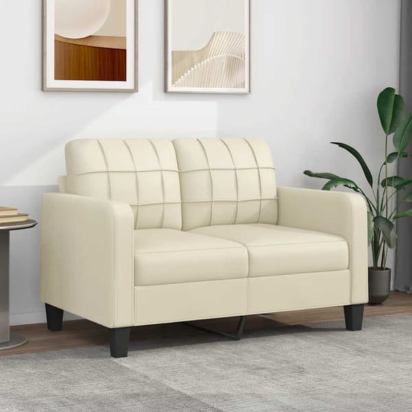 vidaXL 2-sitssoffa krämfärgad 120 cm konstläder