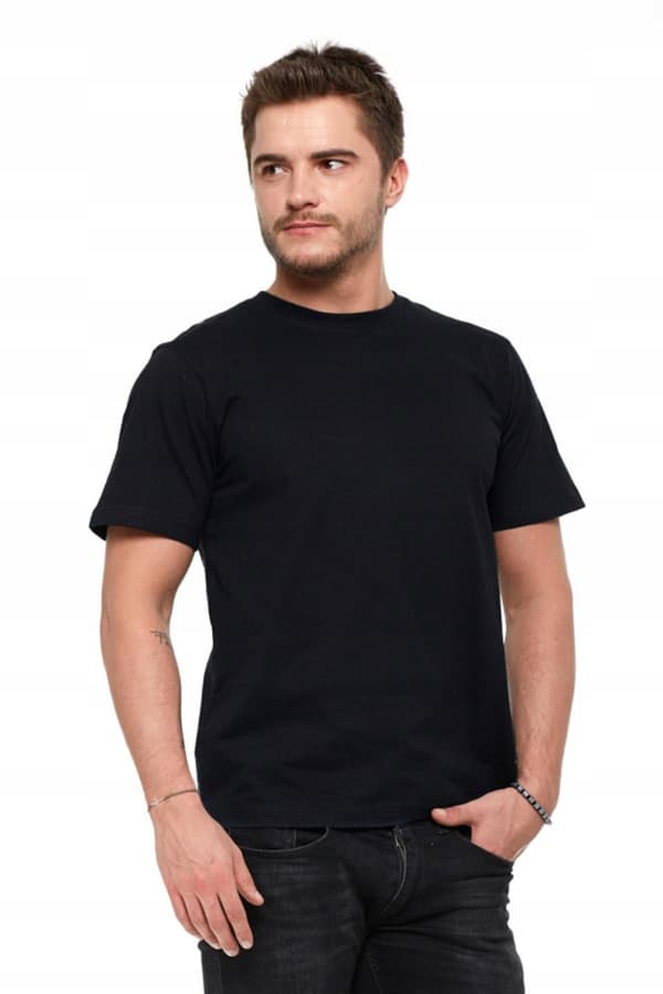 T-shirt herre 100% bomuld klassisk L sort