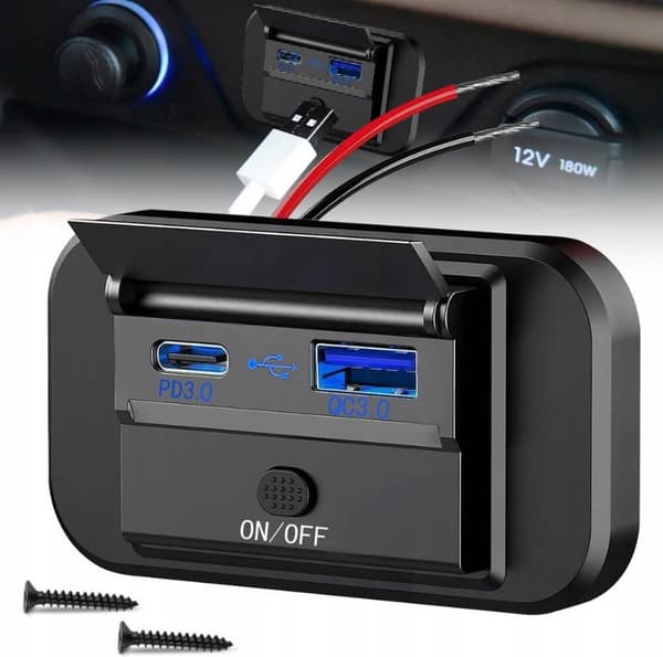 USB-billaddare QC PD 3.0 USB-uttagsadapter FÖR bil 12/24V