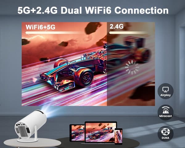 Mini bærbar roterende projektor HY-300 full HD + smart TV BOX Android